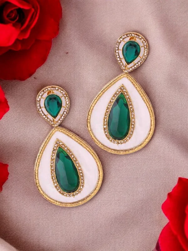 Women’s luxury hoop earrings-Emerald Brishti Danglers