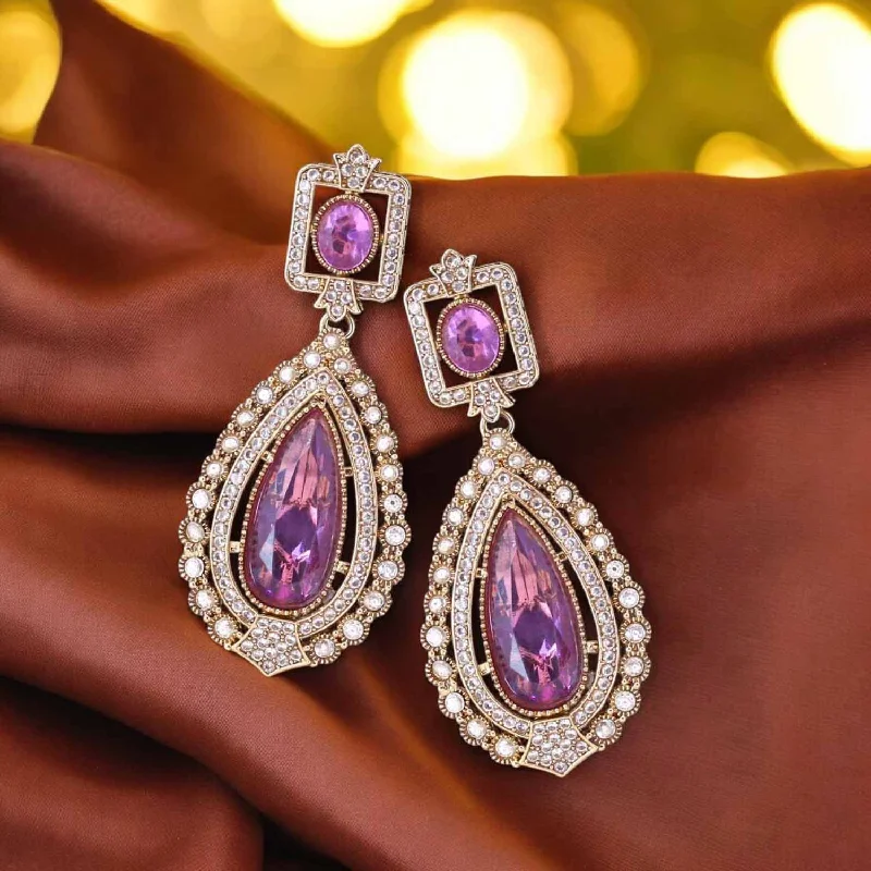 Women’s stud earrings-Purple Rinaya Danglers