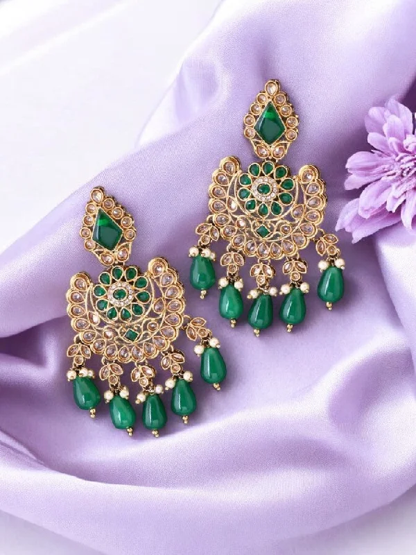 Women’s hoop earrings-Emerald Champa Chandbalis