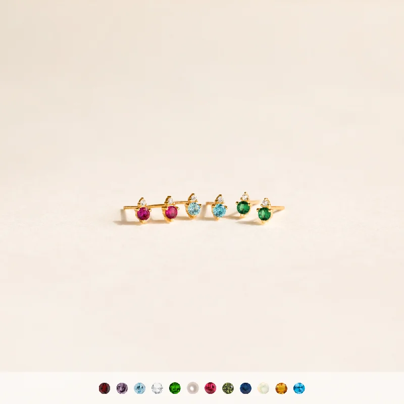 Women’s ear cuffs-Raindrop Birthstone Studs