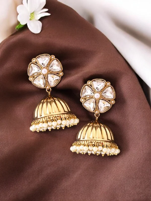 Women’s custom earrings-Ivory Bhagwati Jhumkis