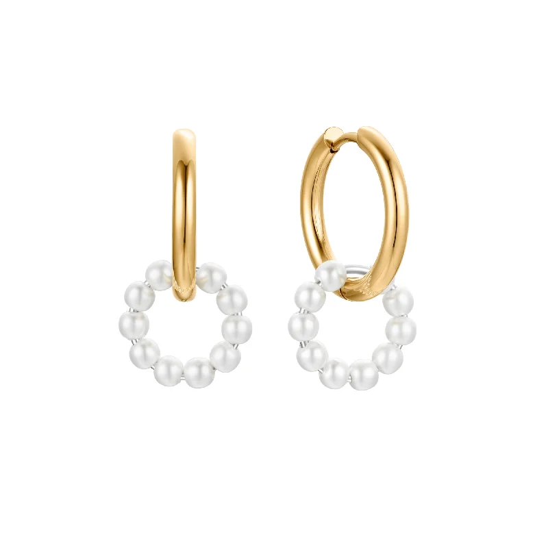 Women’s vintage earrings-Aria Pearl Loop Earrings Gold