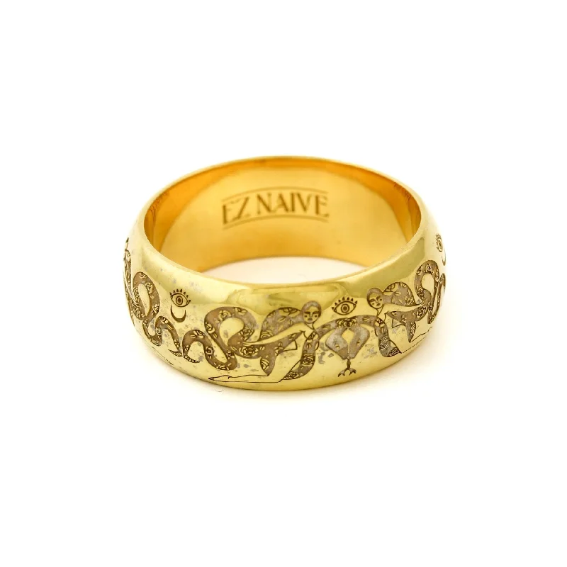 Women’s stackable wedding rings-Brass "Intertwined Snake" Band by Ez Naive x Kingdom