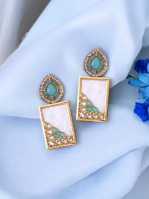 Women’s hoop earrings-Turquoise Jisha Danglers