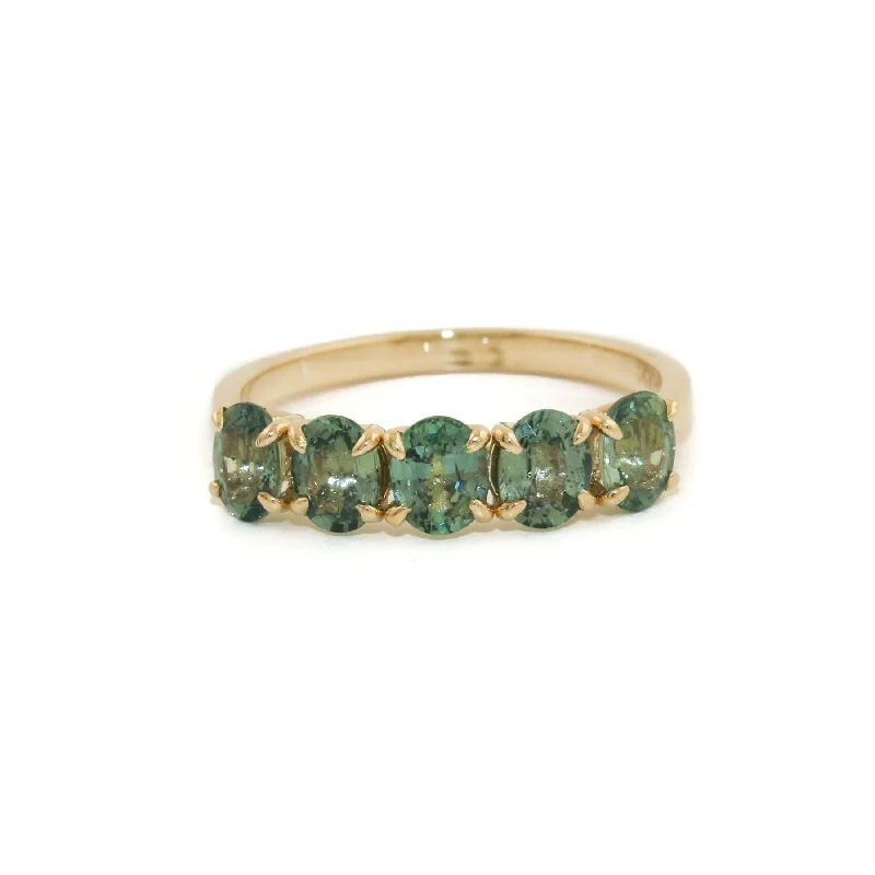 Women’s wedding sets-14K Gold x Ocean Teal Sapphire Band