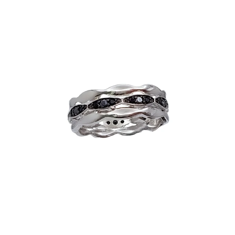 Women’s cocktail rings-Black Onyx Cubic Zirconia (Silver)