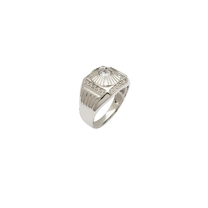 Women’s silver stackable rings-Staged CZ Band (Silver)