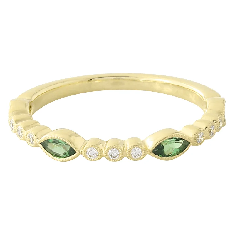 Women’s promise rings-Tsavorite Marquis Station Band