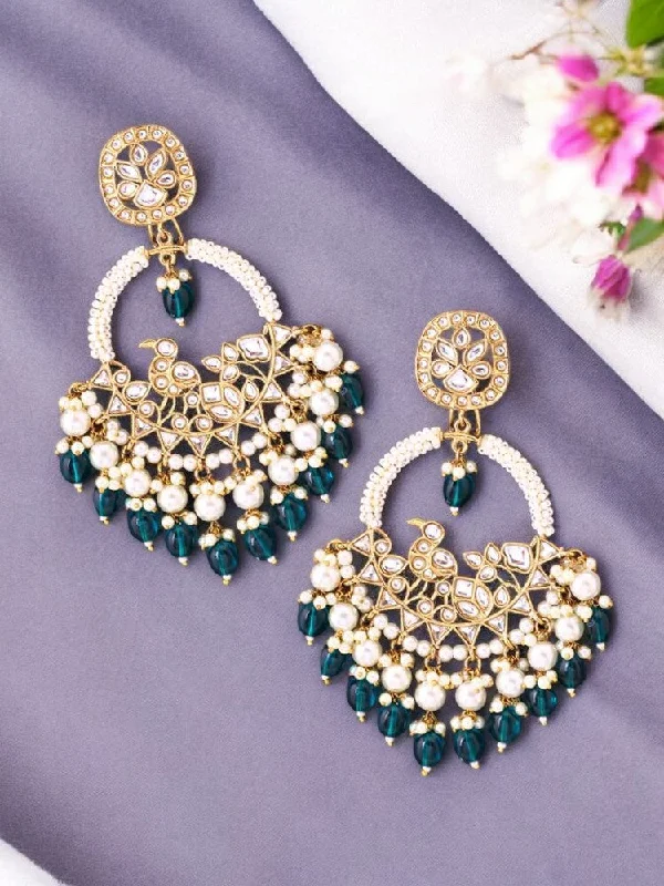 Women’s drop hoop earrings-Emerald Nishi chandbalis