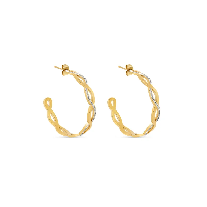 Women’s gold statement earrings-Amelia Interlace Hoop Earrings - Gold