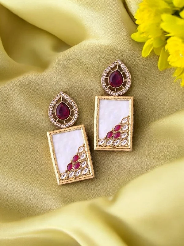 Women’s handmade earrings-Wine Jisha Danglers