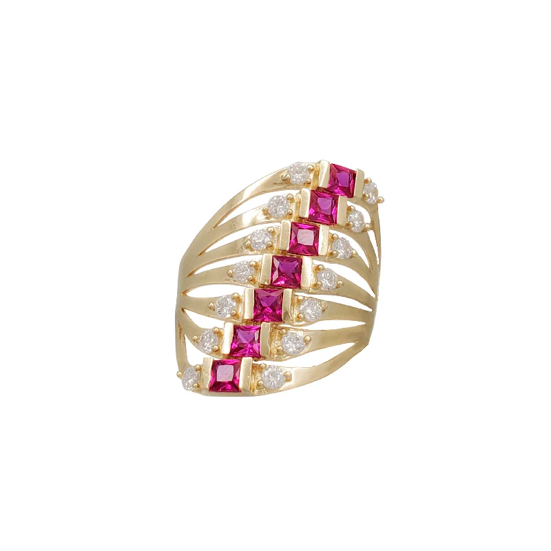 Women’s cluster rings-Seven-Row Seminario Tricolor （14K）