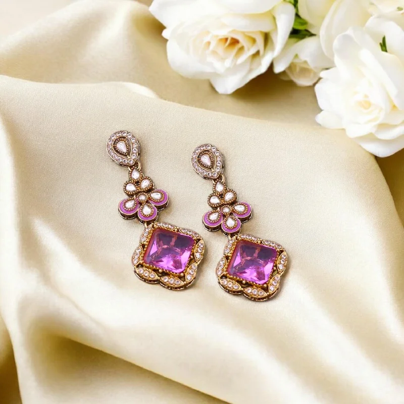 Women’s silver dangly earrings-Purple Parisa Danglers