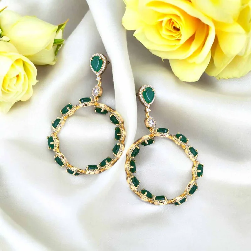 Women’s custom earrings-Emerald Alpine Zirconia Hoops