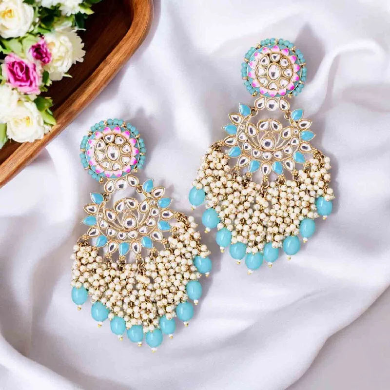 Women’s long drop earrings-Turquoise Shalani Chandbalis