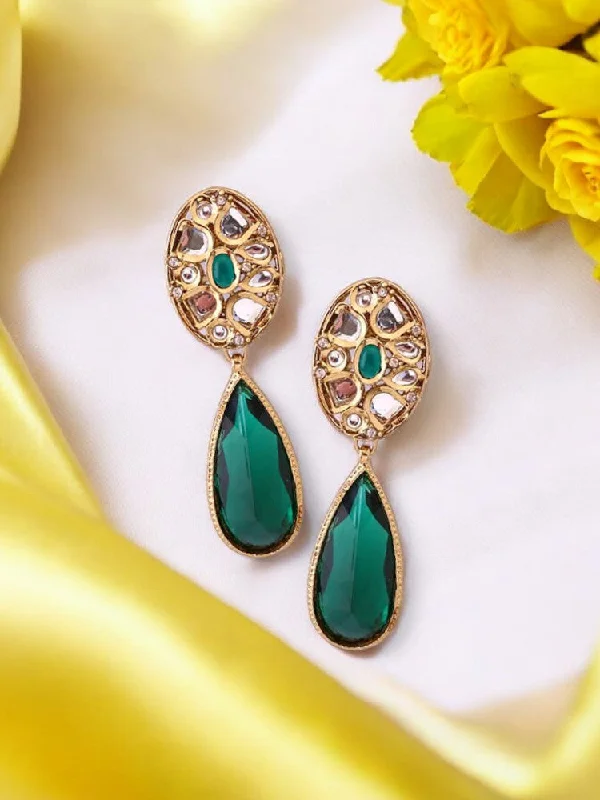 Women’s vintage hoop earrings-Emerald Daitya Danglers