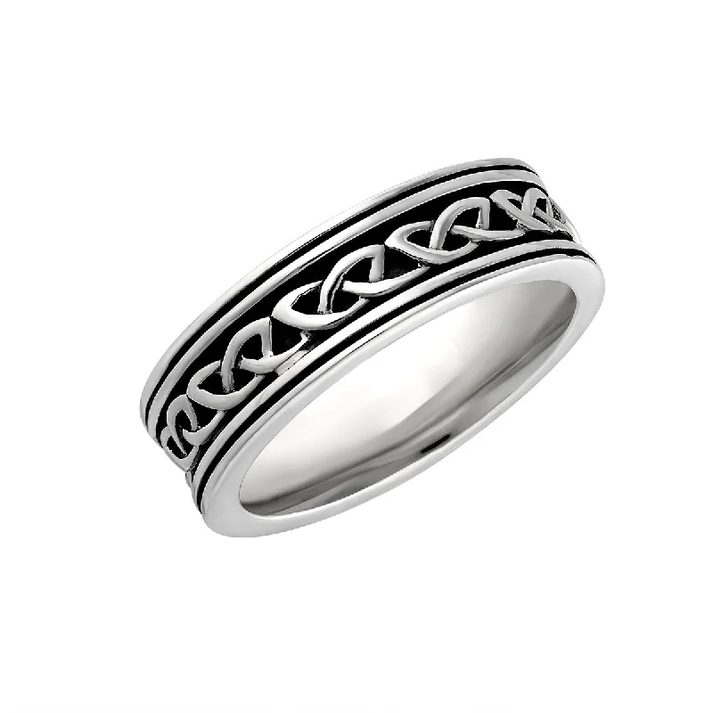 Women’s cubic zirconia rings-Ladies Celtic Silver Band