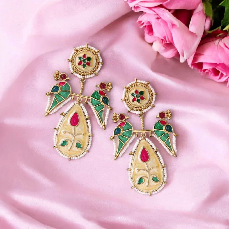 Women’s flower earrings-Multicolor Trishani Danglers