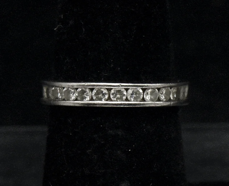 Women’s custom rings-Vintage Sterling Silver and Rhinestones Eternity Band - Size 5.75