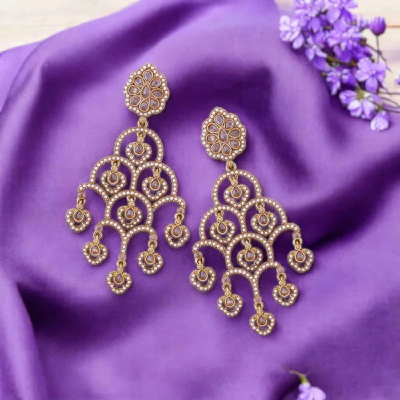 Women’s crystal earrings-Golden Maalai Danglers