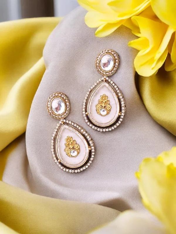 Women’s pearl drop earrings-Ivory Pritika Danglers