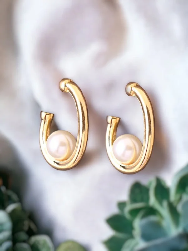 Women’s drop hoop earrings-Golden Esmeralda Hoops