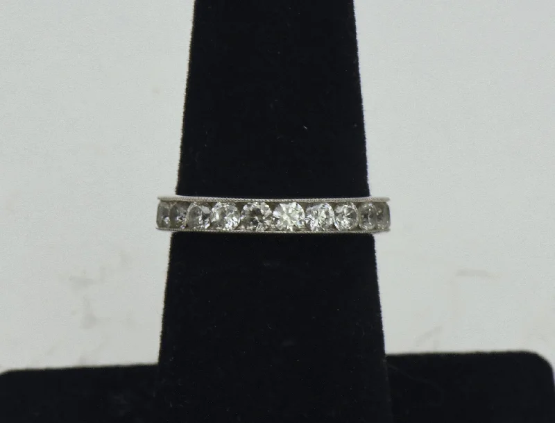 Women’s solitaire rings-Vintage Channel Set Cubic Zirconia Sterling Silver Band - Size 6