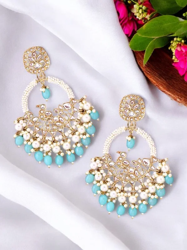 Women’s emerald cut earrings-Turquoise Nishi chandbalis