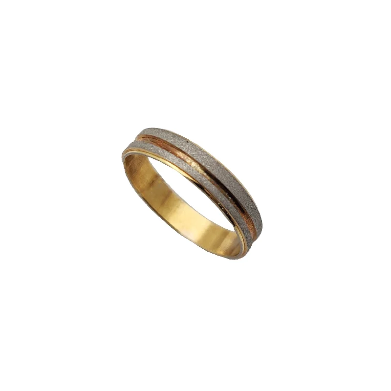 Women’s art deco rings-Split Sand Two-Tone Band (14K)