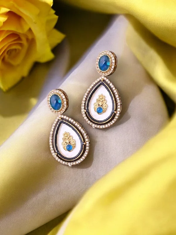 Women’s pearl stud earrings-Blue Pritika Danglers