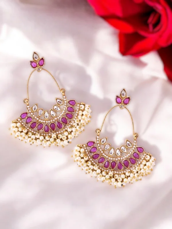 Women’s flower earrings-Purple Yuvika Chandbalis