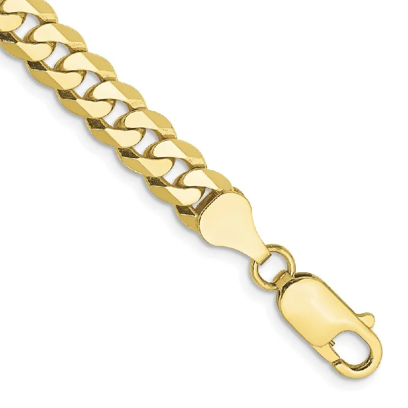 Women’s stacked bracelets-10k Yellow Gold 6.25mm Flat Beveled Curb Chain Bracelet, 8"