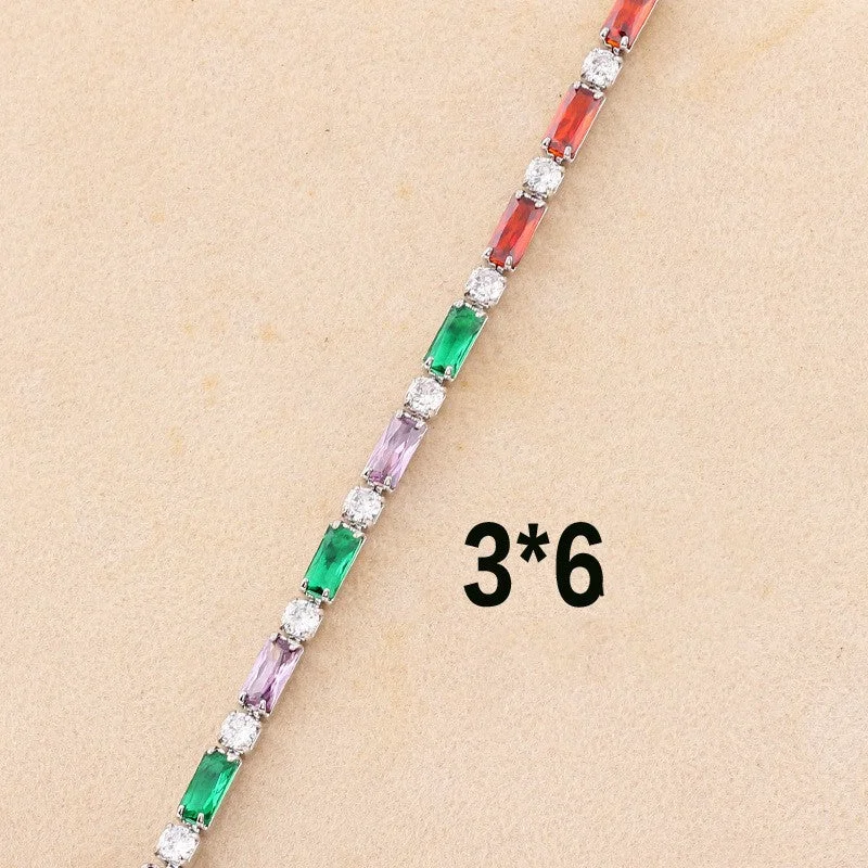 3*6 + 3mm Colorful Crystals-White gold color