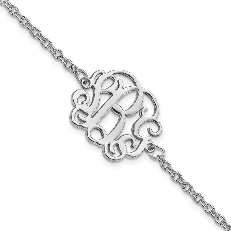 Women’s beaded bracelets-10KW Polished Monogram Bracelet-WBC-10XNA1265W