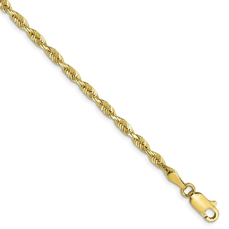 Women’s charm bracelet sets-Leslie's 10k Yellow Gold 2.75mm Diamond-Cut Lightweight Rope Chain Bracelet, 8"