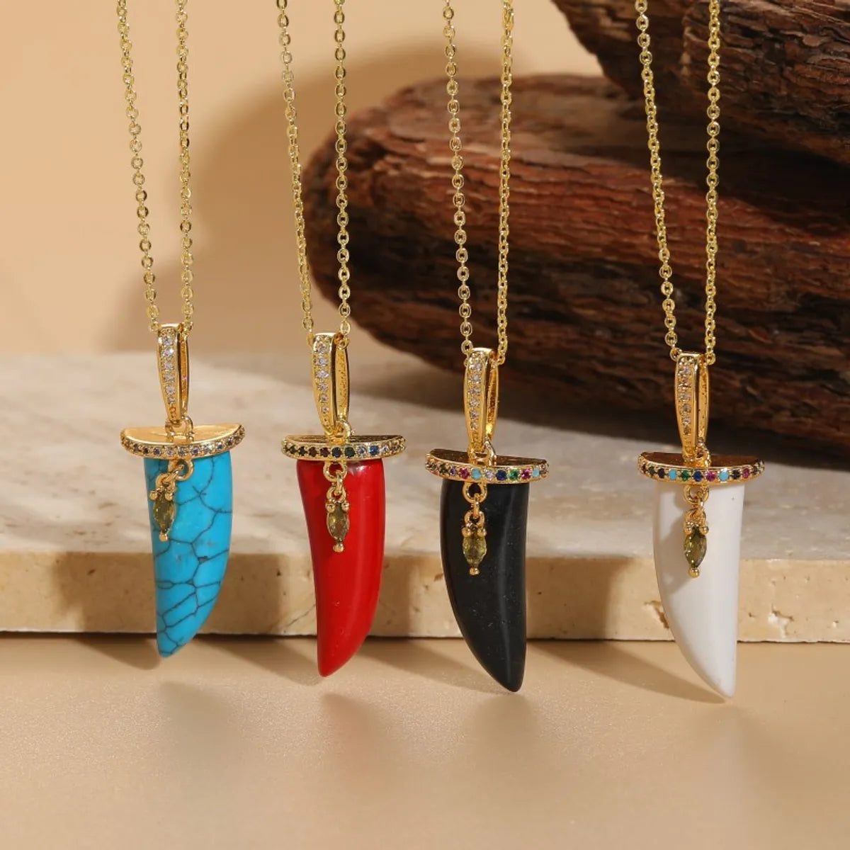 Women’s statement pendant necklaces-Casual Classic Style Streetwear Geometric Resin Copper Plating Inlay Zircon 14k Gold Plated Pendant Necklace