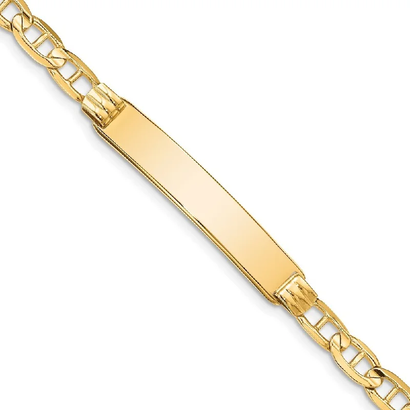 Women’s silver tennis bracelets-14k Yellow Gold 8mm Anchor ID Bracelet, 7"