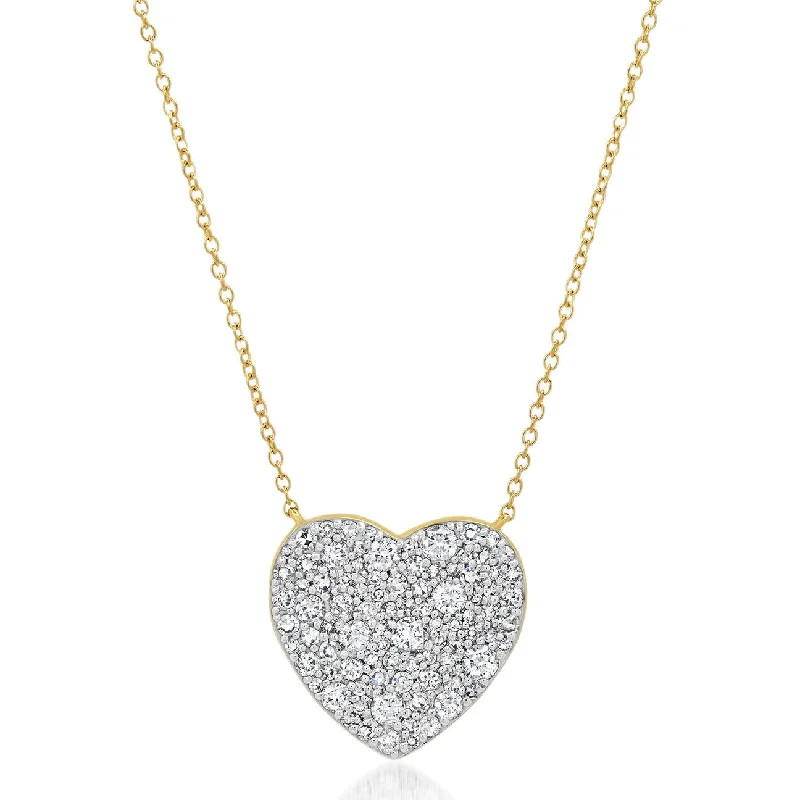 Women’s birthstone necklaces-Classic Cluster Diamond Heart Necklace