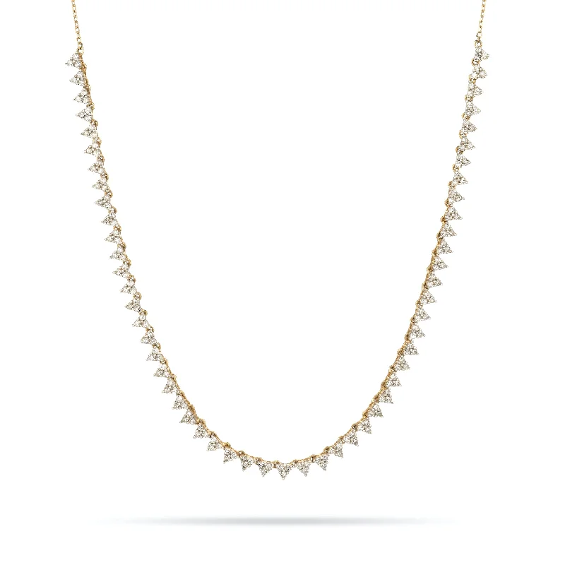 Women’s diamond solitaire necklaces-Diamond Cluster Half Riviera Tennis Necklace