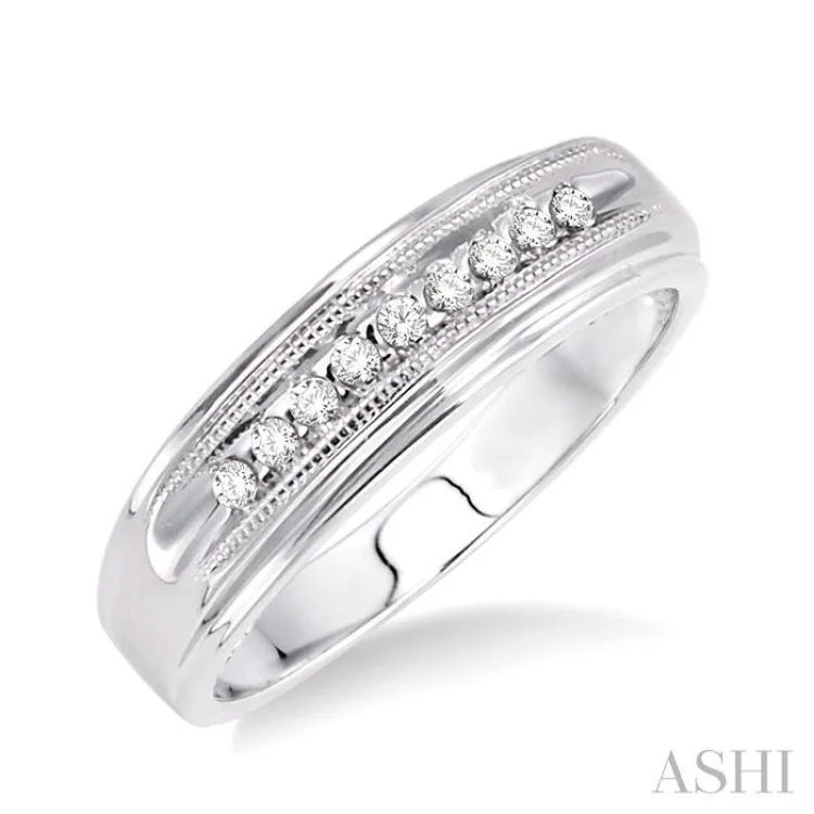 Women's oval diamond engagement rings-1/8 ctw Round Cut Diamond Men's Ring in 10K White Gold