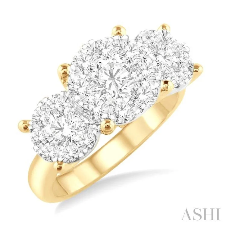 Women's princess-cut diamond engagement rings-2.00 ctw Lovebright Round Cut Diamond Ring in 14K Yellow and White Gold