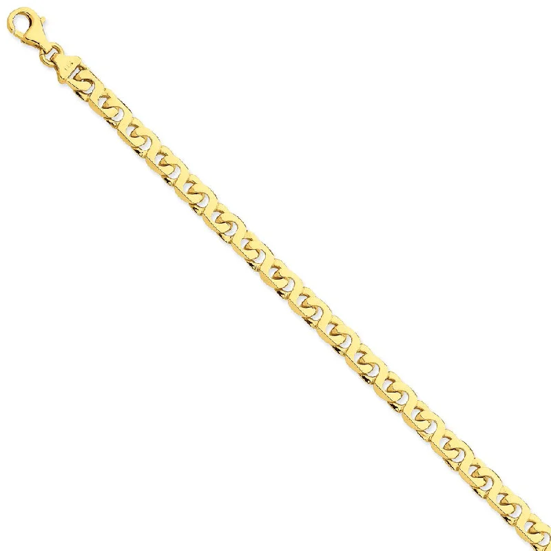 Women’s gold bracelets-14K 6.2mm Hand-Polished Fancy Link Bracelet-WBC-LK170-8