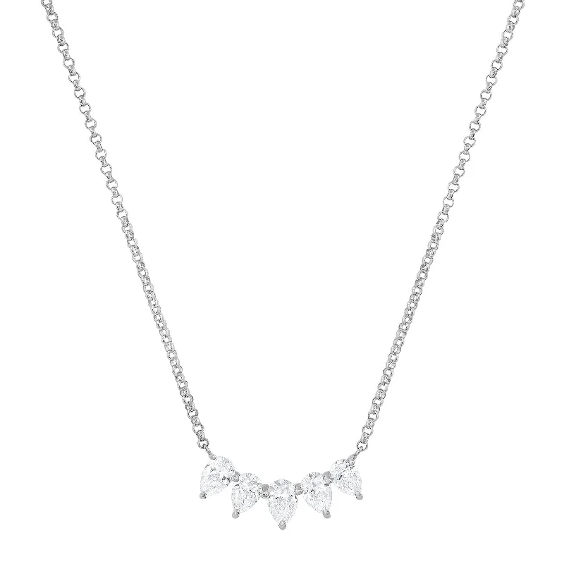 Women’s infinity necklaces-5 Stone Pear Shape Diamond Necklace