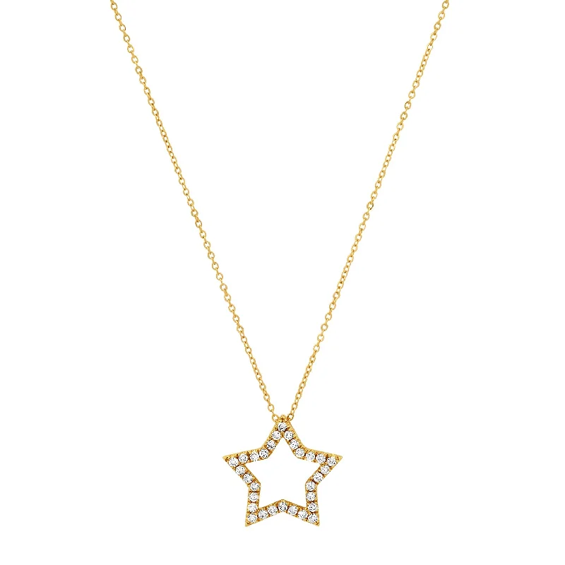 Women’s layered gold necklaces-Open Diamond Star Twinkle Necklace