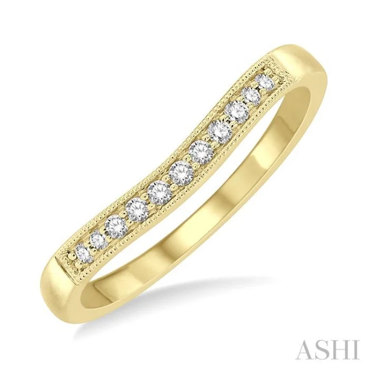 Women's pear-shaped diamond engagement rings-1/10 ctw Arched Round Cut Diamond Wedding Band in 14K Yellow Gold