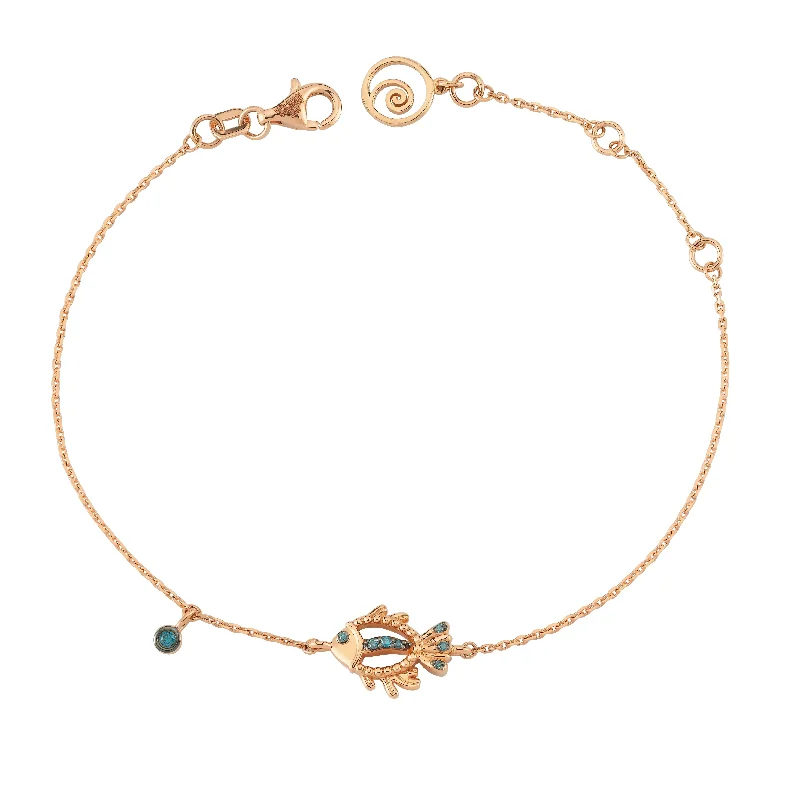 Women’s colorful bangles-FISH GOLD DIAMOND BRACELET