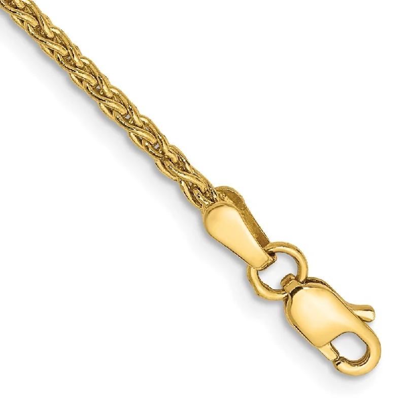 Women’s silver charm bracelets-14k Yellow Gold 1.75mm Parisian Wheat Chain Bracelet, 7"