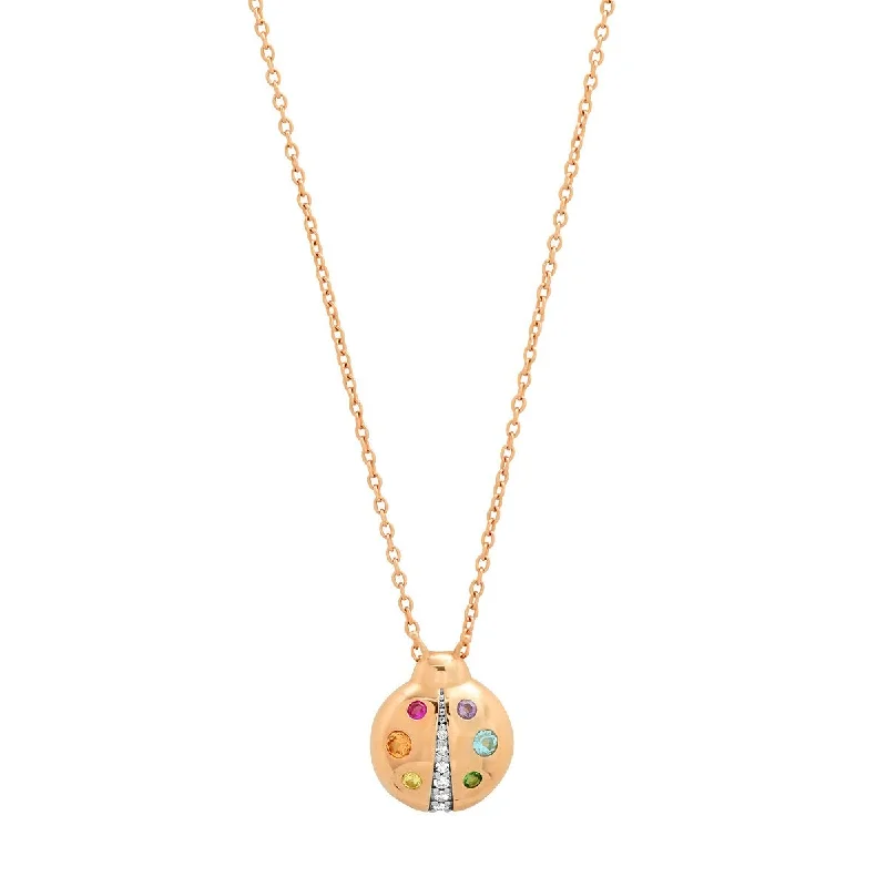 Women’s zodiac necklaces-Multicolored Baby Ladybug Necklace