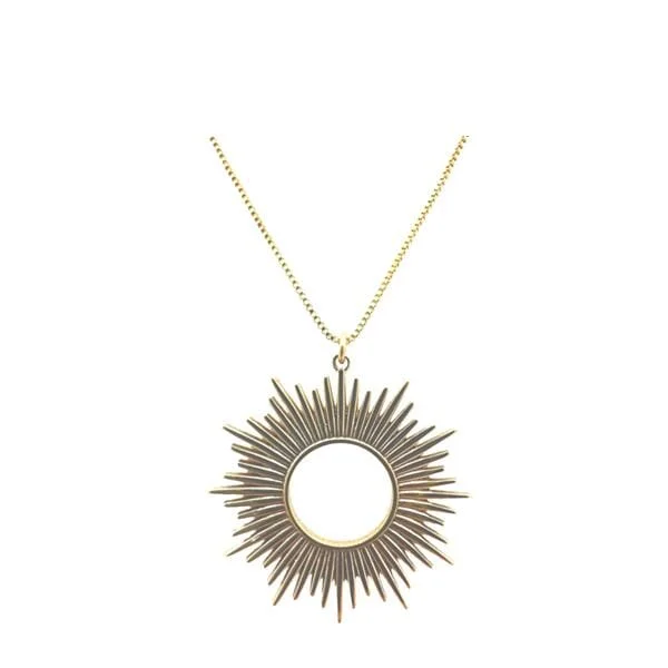 Women’s layered gold necklaces-Natural Bronze Sun Pendant (NGCP46SUN)