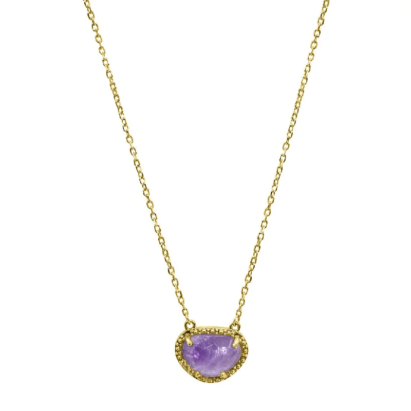 Women’s zodiac necklaces-February Birthstone Necklace amethyst silver gold